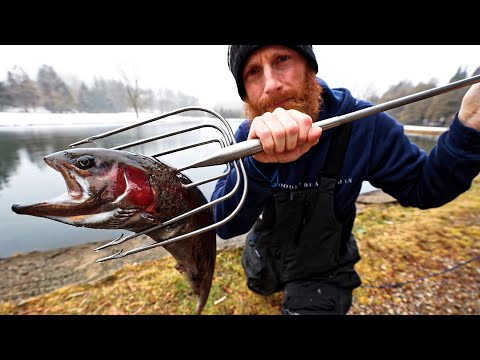 Primitive SPEARING FISH with a TRIDENT!!! (Like AQUA-MAN)