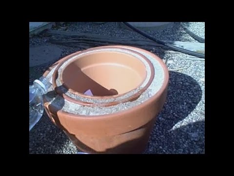 Homemade Pot-in-Pot Refrigerator &quot;Off Grid Fridge&quot; cools air up to 40F (evaporative cooler/chiller)