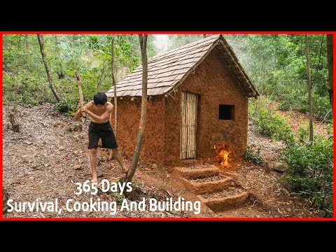 365 Days How I Survival, Cooking And Building In The Rain Forest - Full Video
