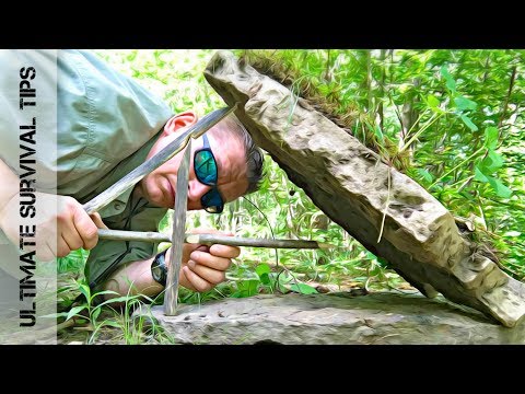 SURVIVAL MEAT: FIGURE FOUR Deadfall Trap - the EASY Way