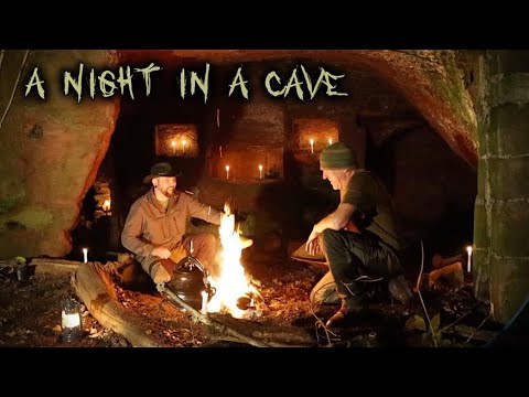 Camping in a Cave with campfire cooking