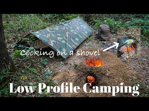 Solo Overnight in a Low Profile Camp, Dakota Fire Pit, Cooking on a Shovel