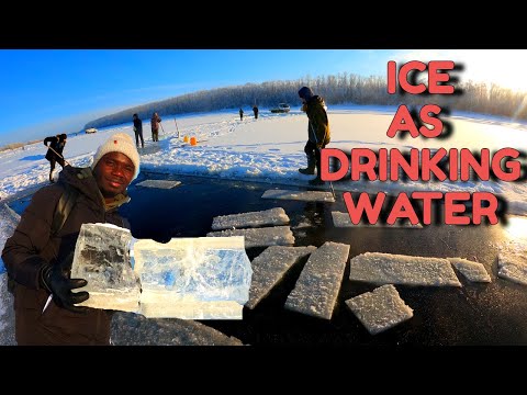 Preparing ice as source of drinking water in Yakutia