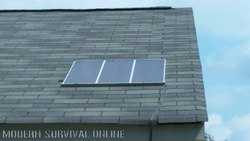 three 45-watt solar panels on rooftop