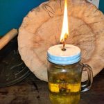 burning DIY oil lamp