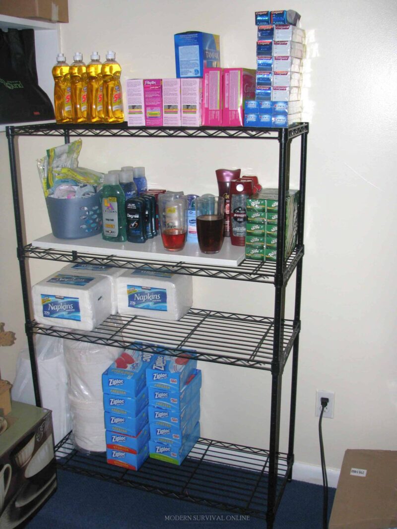 hygiene stockpiles: toothpaste_tampons_dishwasher_detergent paper napkins deodorant sticks