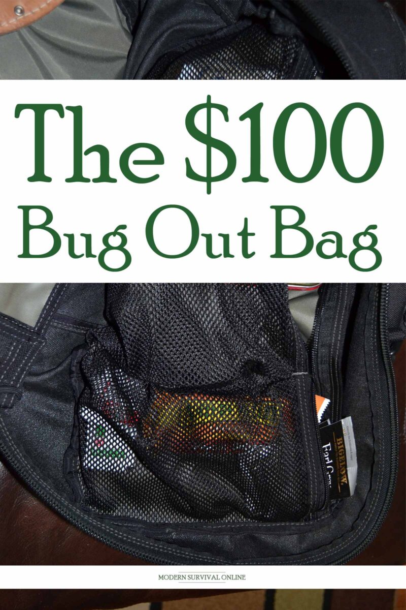 100 bucks bug out bag pin image