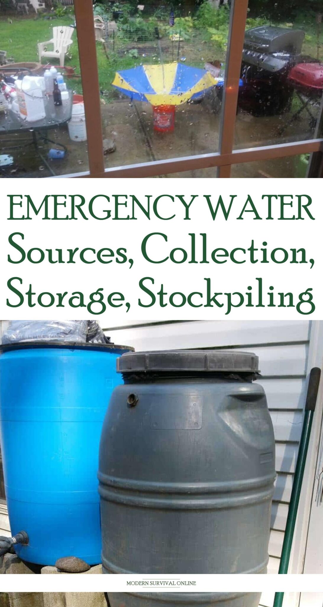 Emergency Water: Sources, Collection, Storage, Stockpiling