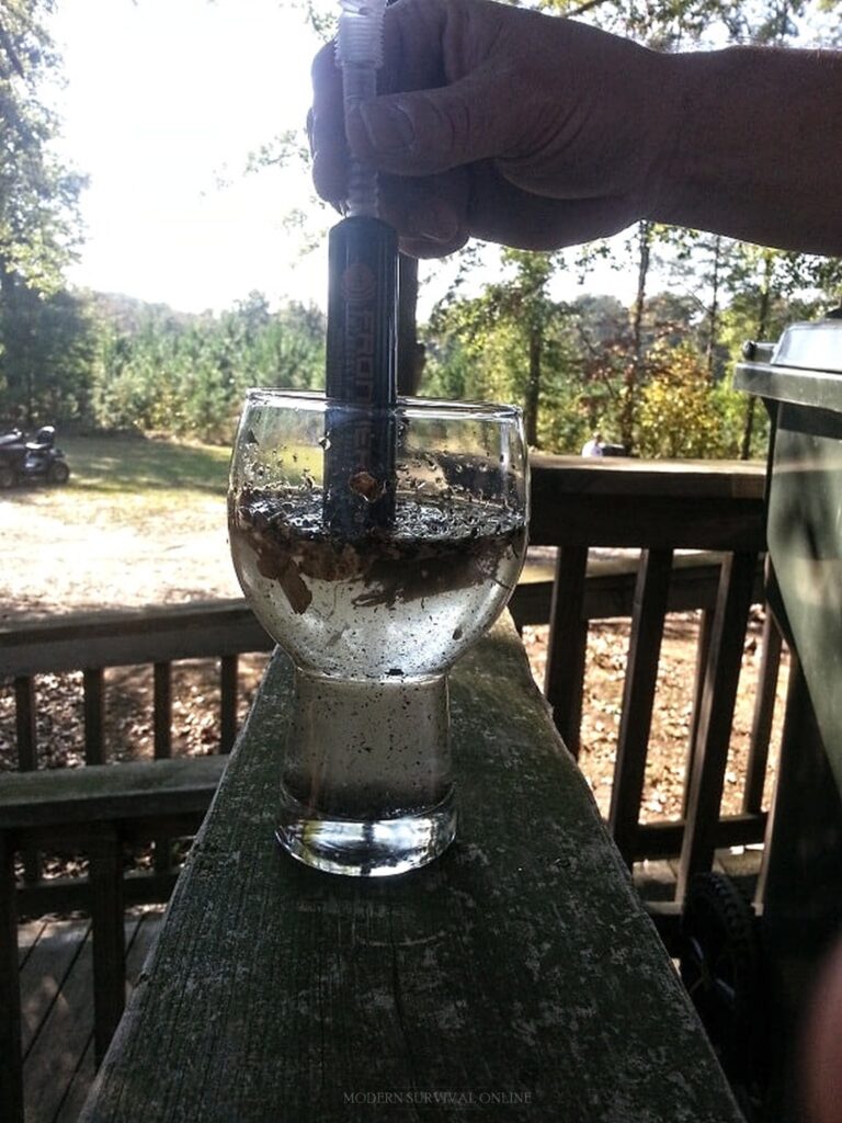 filtering water with an Aquamira Straw filter