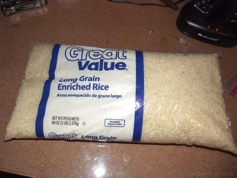 white rice in plastic packaging
