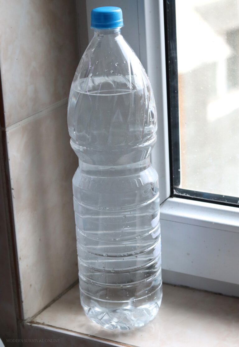 plastic bottle with water and bleach