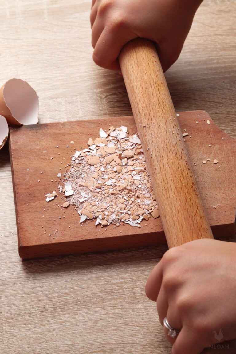 crushing eggshells with a roller