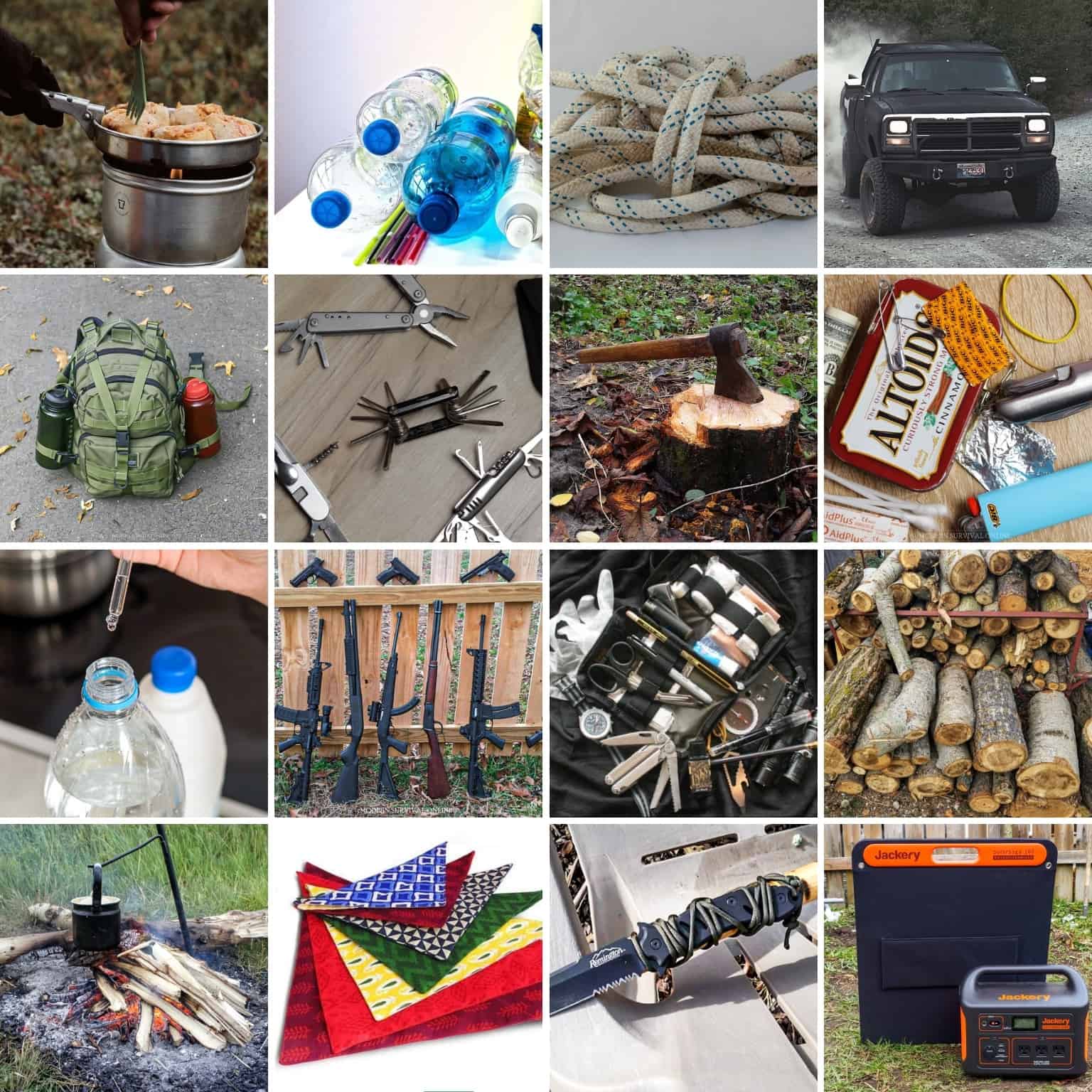 survival items collage
