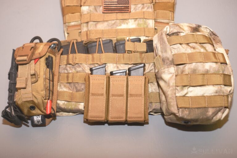 MOLLE plate carrier with pouch attached and mags