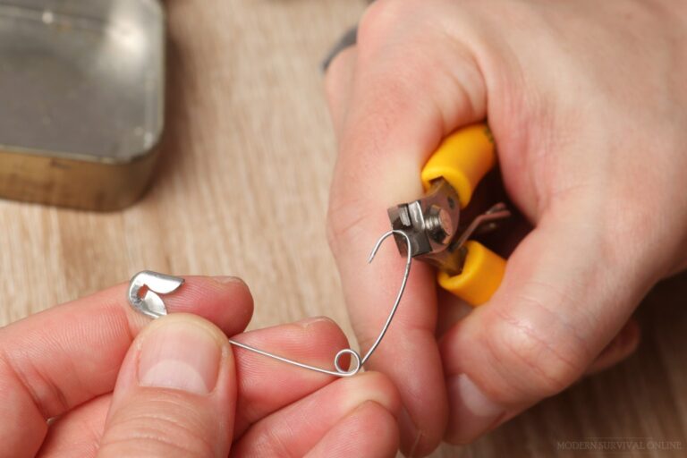 making a DIY safety pin hook with pliers