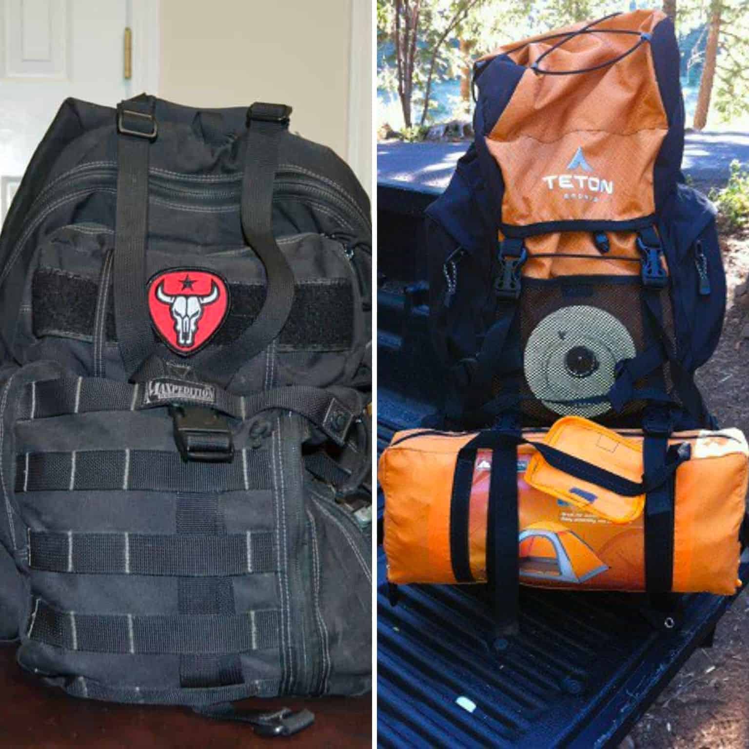 tactical vs hiking backpacks collage